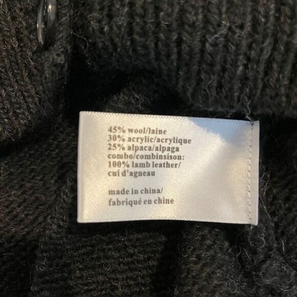 Pam & Gela Wool Alpaca Lamb Leather Cardigan Button Front Zip Back Black Small - Picture 8 of 13